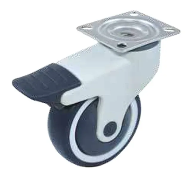 Medical caster in nylon with mounting plate and brake — 801400