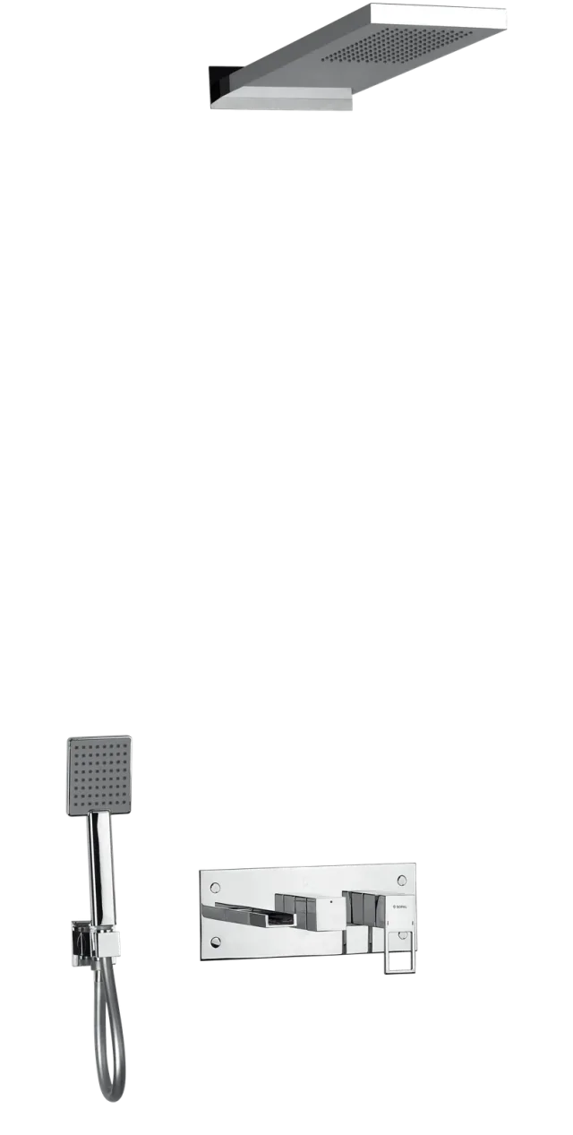 Bath and shower mixer concealed 3 outlets with wall shower head Zaghouan — SOPAL 06FVA04