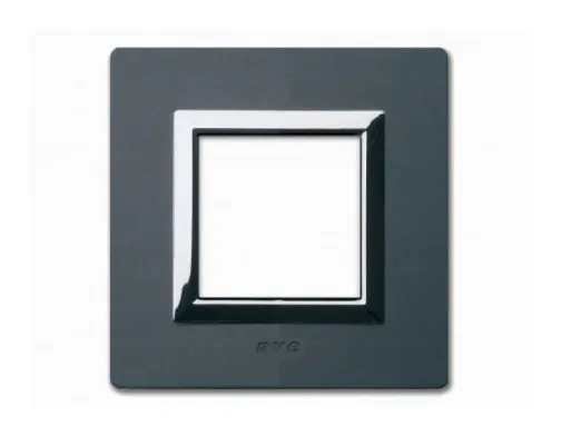 Plate VERA 44 square aluminium anthracite brushed 2 modules — SOMEF 44PA22ANS