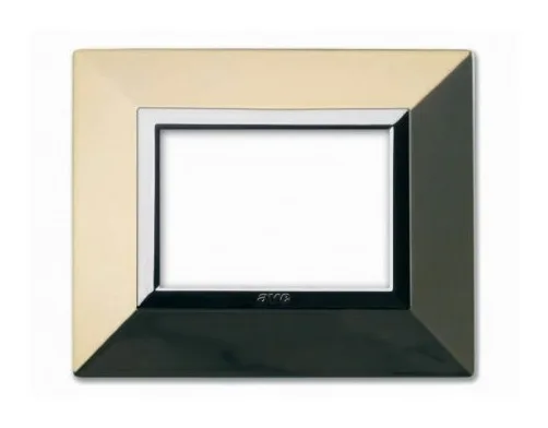 Plaque ZAMA 44 rectangulaire dorée 3 modules — SOMEF 44P93OT