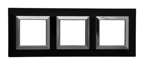 Plate CUBICA 44 square black with frame chrome 2+2+2 modules — SOMEF 44PZ26NLC
