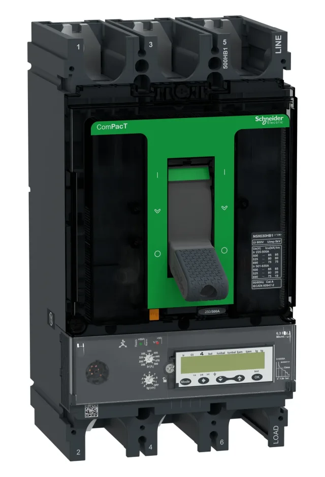 ComPacT NSX C63V36M500 circuit breaker — 3P, 500 A, MicroLogic 6.3 E-M