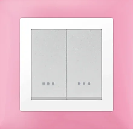 STIEL ALPHA Quadro 2-module square pink cover plate with chrome trim