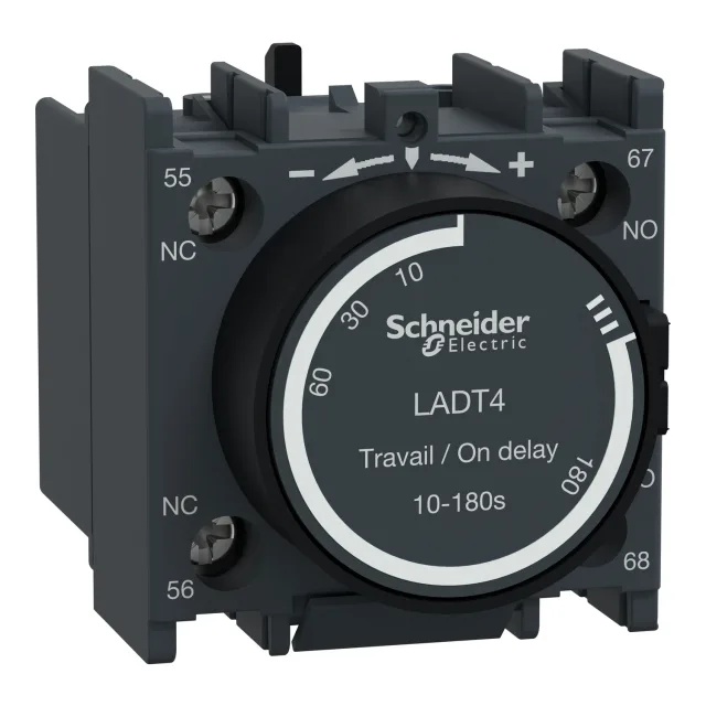 TeSys Deca LADT4 time delay auxiliary block — 10 to 180 s, on-delay