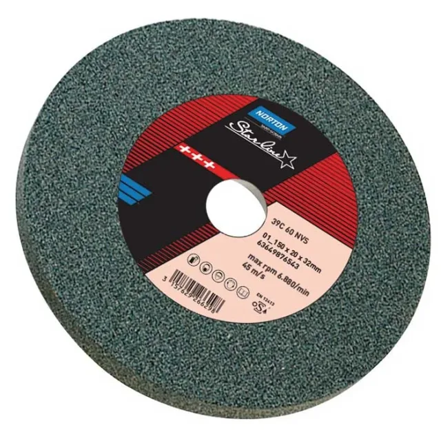 Norton Starline green straight grinding wheel — 200x20x32 · 39C80