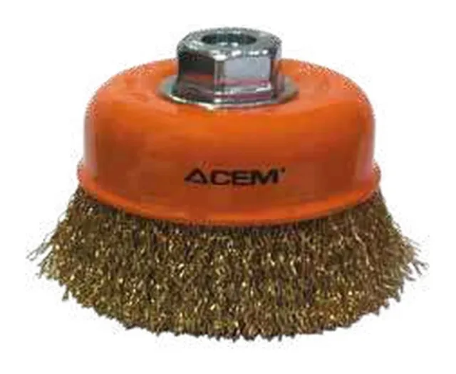 Cup brush with crimped brass wire — 936100