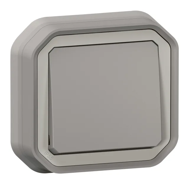 Poussoir NO étanche Plexo 10A IP55 IK08 livré complet pour fixation en encastré – gris — Legrand — 069820L