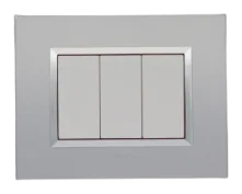 Plaque de finition BELLA rectangulaire argent opaque / cadre chromé — SOMEF 43PY03AOC