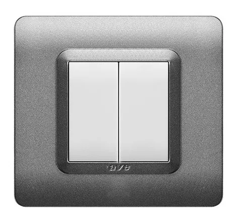Plaque technopolymere 44 carrée argent opaque 2 modules — SOMEF 44P32AO
