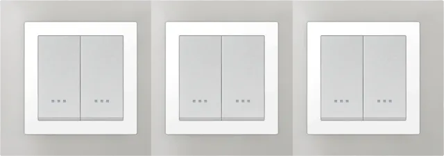 STIEL ALPHA Quadro 6-module square silver cover plate with chrome trim