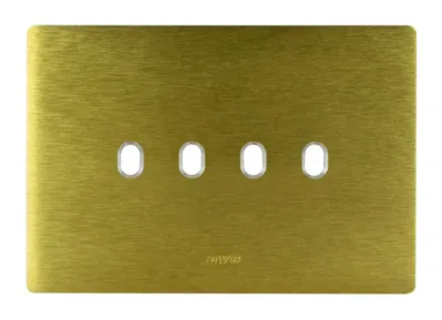 Plate NEW STYLE 44 rectangular aluminium colour gold brushed 4 modules 4 controls — SOMEF 44PAN04ORO