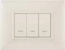 STIEL ALPHA Élégance 3-module rectangular ivory cover plate with plain trim