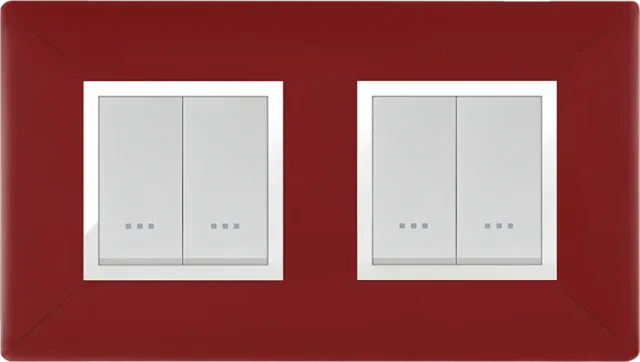 STIEL ALPHA Élégance 4-module square burgundy cover plate with chrome trim