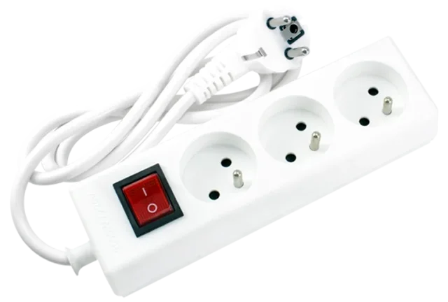STIEL power strip white with switch – 3 sockets – 1.4m