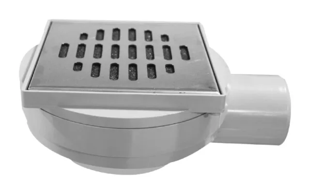 Siphon de sol en PVC orientable Slim 12 × 12 grille inox Classic EJIM JSB1111
