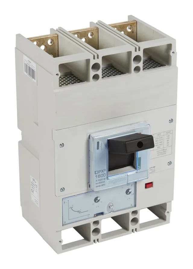 Disjoncteur magnétothermique DPX³1600 pouvoir de coupure 100kA 400V~ – 3P – 630A — Legrand — 422287