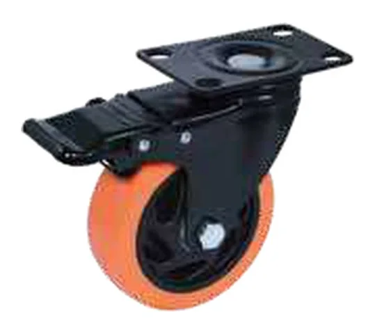 Swivel caster PU with screw mounting plate and total lock — 801300