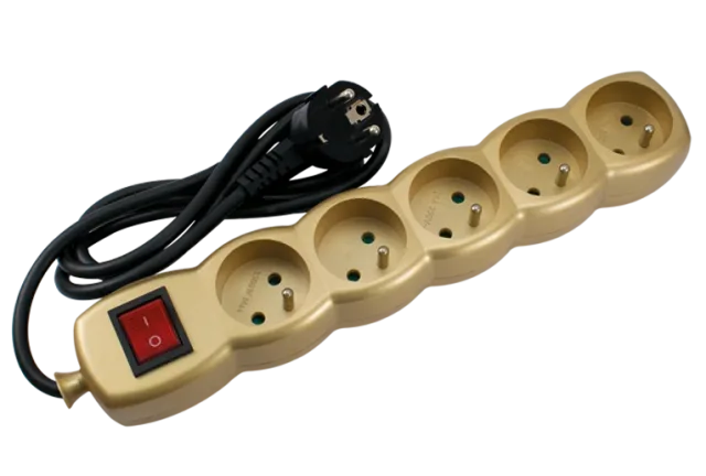 STIEL power strip gold with switch – 5 sockets