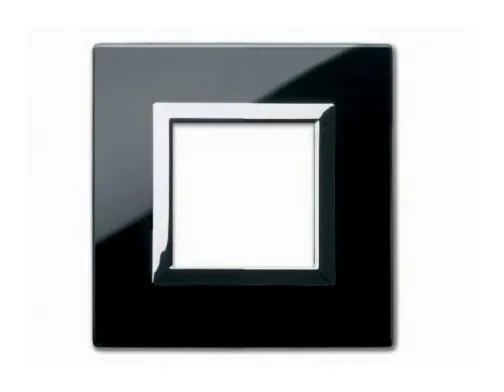 Plate VERA 44 square in glass absolute black 2 modules — SOMEF 44PV22NAL