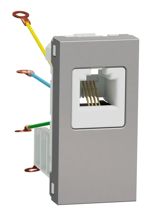 Prise téléphonique RJ12 New Unica NU349130 — aluminium