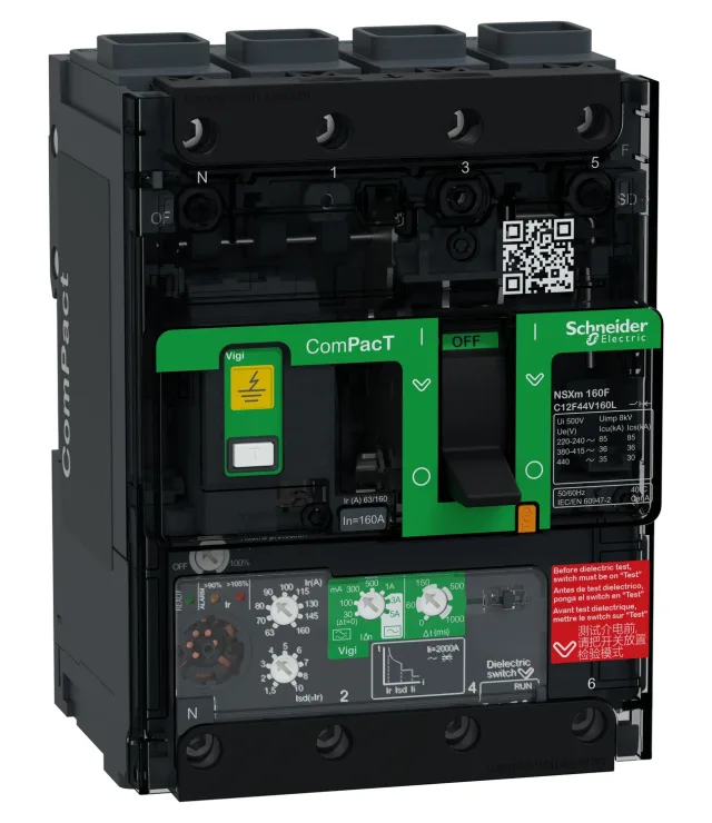 ComPacT NSXm C11H44V025L circuit breaker — 4P, 25 A, MicroLogic Vigi 4.1
