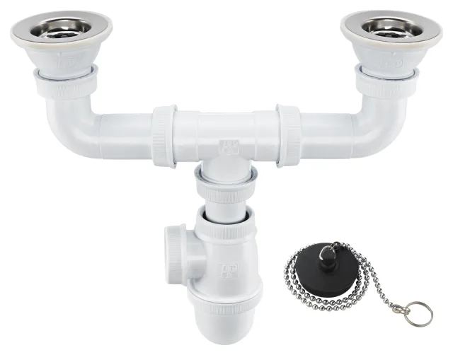 Double-bowl sink waste standard + chain — SOPAL