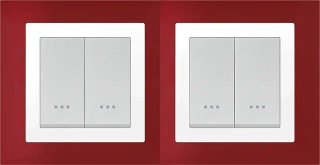 Plaque carrée 4 modules rouge bordeaux à enjoliveur chromé STIEL ALPHA Quadro