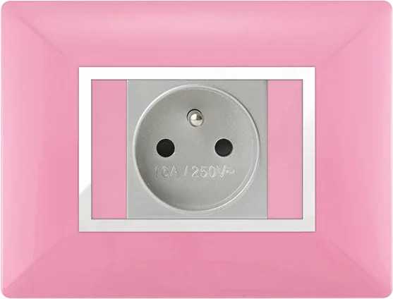 STIEL ALPHA Élégance for socket rectangular pink cover plate with chrome trim