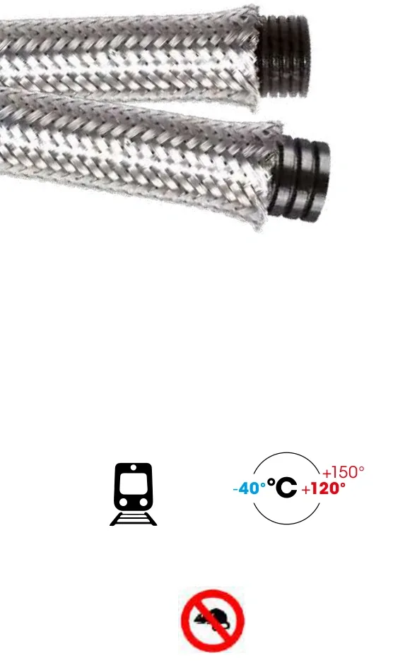 Polyamide flexible conduit — PA 6 protected by stainless steel braided sleeving (V0 UL94) 50nf-tx