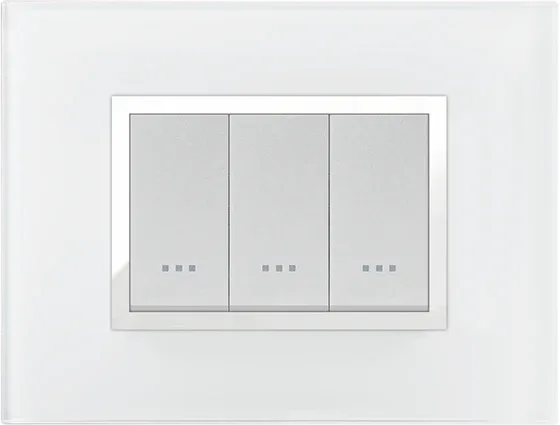 STIEL ALPHA Prestige 3-module rectangular white glass cover plate