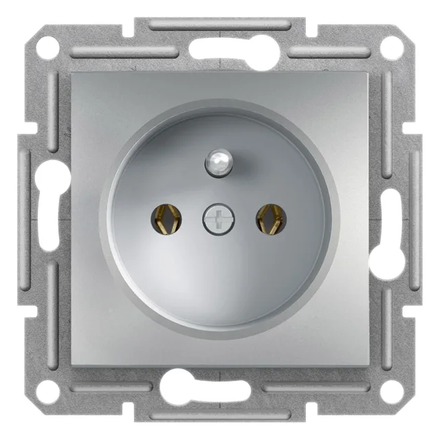 Prise de courant 2P+T Asfora EPH2800161 — aluminium