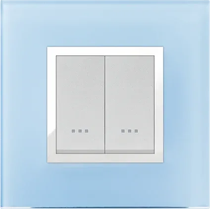 STIEL ALPHA Prestige 2-module square azure blue glass cover plate