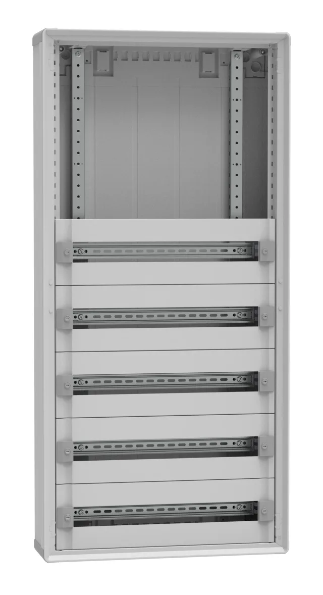Coffret de distribution plastique en saillie 5 rangées 24 modules et 400mm d&rsquo;espace dédié – hauteur 1200mm – XL³ HP 160 — Legrand — 1CO5ER24SPL