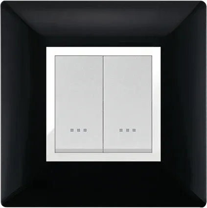 Plaque carrée 2 modules noir à enjoliveur chromé STIEL ALPHA Élégance