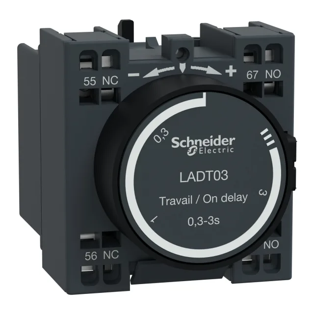TeSys Deca LADT03 time delay auxiliary block — 0.3 to 3 s, on-delay