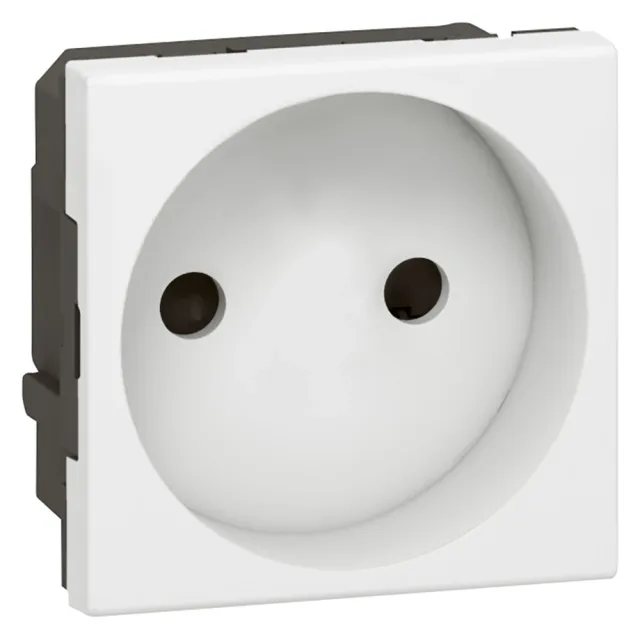 Prise de courant 2P Mosaic 2 modules avec connexion par bornes automatiques – blanc — Legrand