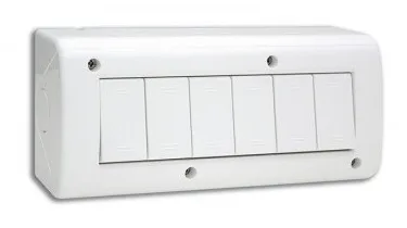 Boite apparente 6 modules alignes S45 blanc — SOMEF 45Q46B