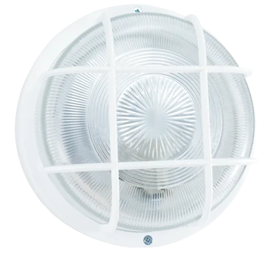 STIEL round glass bulkhead light 75W – E27 – plastic guard