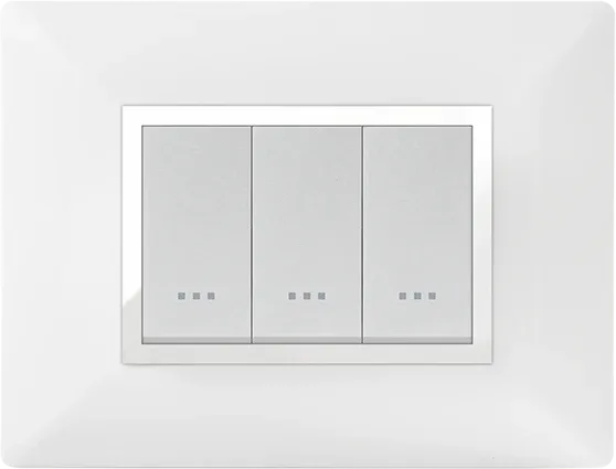 STIEL ALPHA Élégance 3-module rectangular snow white cover plate with chrome trim