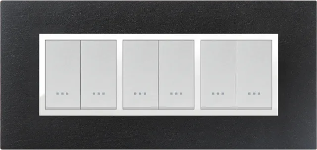 STIEL ALPHA Prestige 6-module rectangular slate cover plate