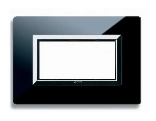 Plate VERA 44 rectangular in glass absolute black 4 modules — SOMEF 44PV4NAL