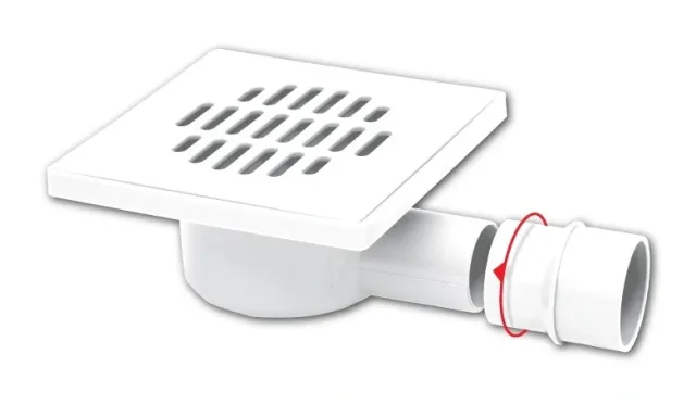 Siphon de sol en PVC orientable 15 × 15 blanc EJIM JSB1101