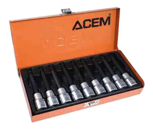 Boxed set of 9 sockets 1/2&Prime; with bits long one-piece TORX — 581210