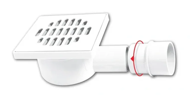 Siphon de sol en PVC orientable blanc 12 × 12 EJIM JSB1099