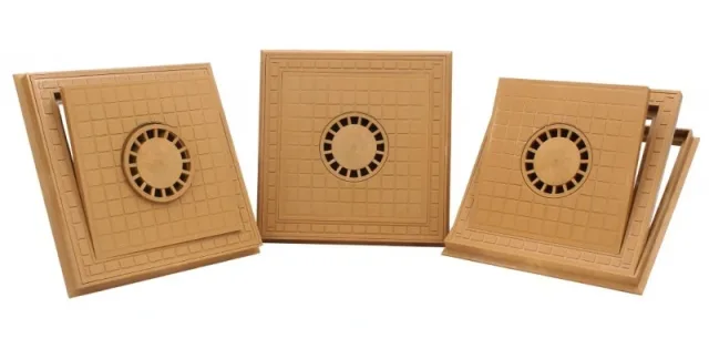 Inspection cover in PP with trap caramel 500 × 500 anti-odour-anti-rodent-anti-insect — EJIM JCA4055