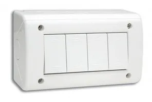 Boite apparente 4 modules alignes S45 blanc — SOMEF 45Q44B
