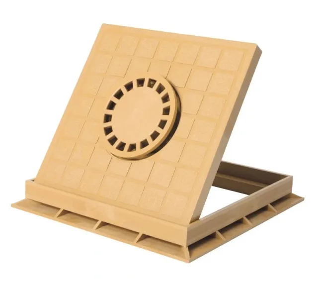 Inspection cover in PP with trap beige 300 × 300 anti-odour-anti-rodent-anti-insect — EJIM JCA4048