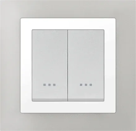 Plaque carrée 2 modules silver à enjoliveur chromé STIEL ALPHA Quadro