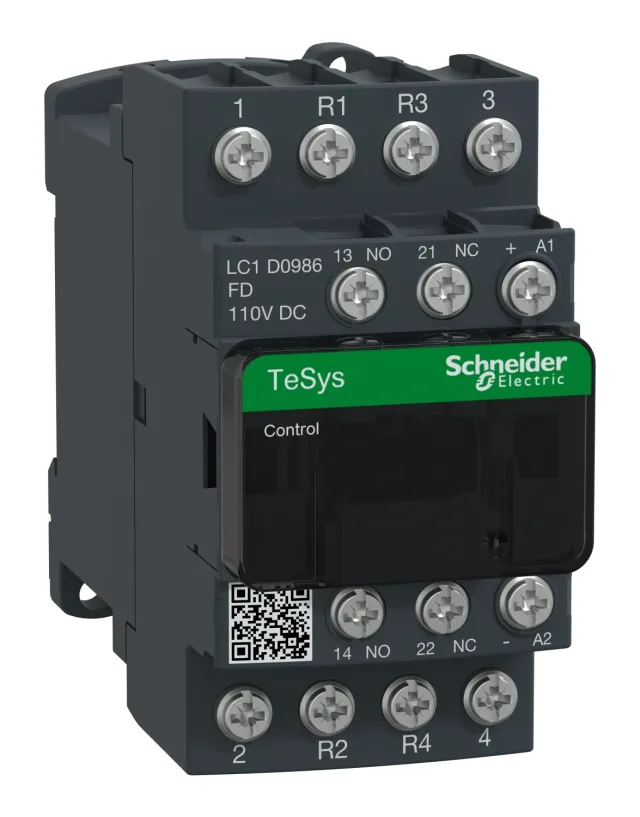 TeSys Deca LC1D0986FD contactor — 4P, 20 A AC-1, 110 V DC control