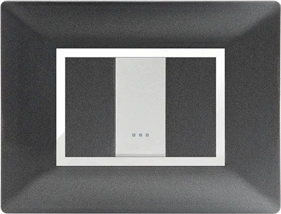 STIEL ALPHA Élégance 1-module rectangular metallic black cover plate with chrome trim